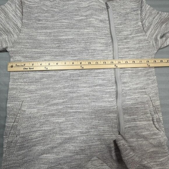 Zara Knit Hoodie Boys 13-14 Gray Asymmetric Zip Longline Marled Cardigan - Picture 5 of 9